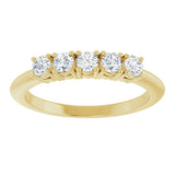 14K Gold Round Lab-Grown Diamond Five-Stone Anniversary Band - 2.75mm Stones - Yellow Gold - view 3