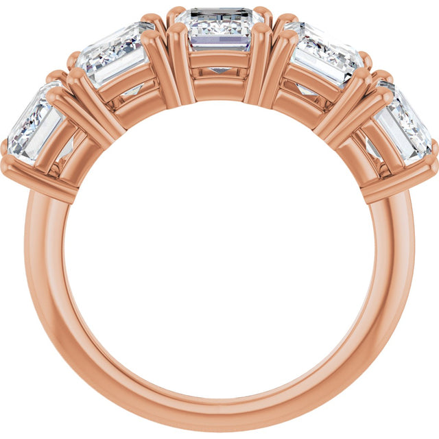 14K Gold Emerald Lab-Grown Diamond Five-Stone Anniversary Band - 1 7/8-5 1/2 CTW - Rose Gold - view 2