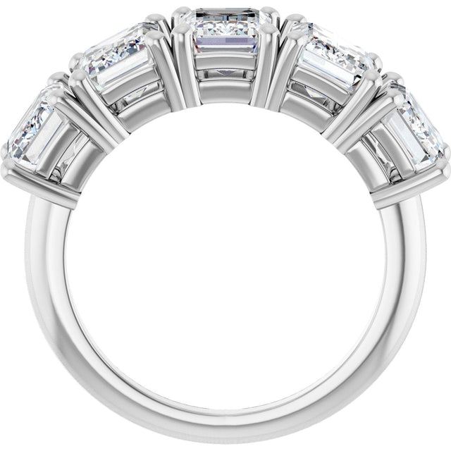 14K Gold Emerald Lab-Grown Diamond Five-Stone Anniversary Band - 1 7/8-5 1/2 CTW - White Gold - view 2
