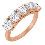 14K Gold Round Lab-Grown Diamond Five-Stone Anniversary Band - 1 1/3-3 5/8 CTW - Rose Gold