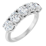 14K Gold Round Lab-Grown Diamond Five-Stone Anniversary Band - 1 1/3-3 5/8 CTW - White Gold