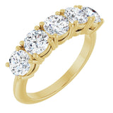 14K Gold Round Natural Diamond Five-Stone Anniversary Band - 1 1/3-3 7/8 CTW - Yellow Gold