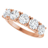 14K Gold Round Natural Diamond Five-Stone Anniversary Band - 1 1/3-3 7/8 CTW - Rose Gold - view 5