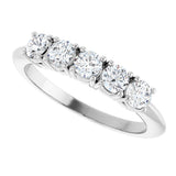 Platinum Round Lab-Grown Diamond Five-Stone Anniversary Band - 3.2mm Stones - view 5