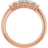 14K Gold Round Lab-Grown Diamond Five-Stone Anniversary Band - 2.75mm Stones - Rose Gold - view 2