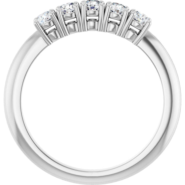 Platinum Round Lab-Grown Diamond Five-Stone Anniversary Band - 2.75mm Stones - view 2