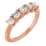 14K Gold Cushion Lab-Grown Diamond Five-Stone Anniversary Band - 3/4-1 5/8 CTW - Rose Gold