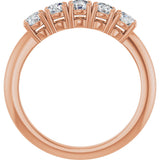 14K Gold Round Lab-Grown Diamond Five-Stone Anniversary Band - 3.2mm Stones - Rose Gold - view 2