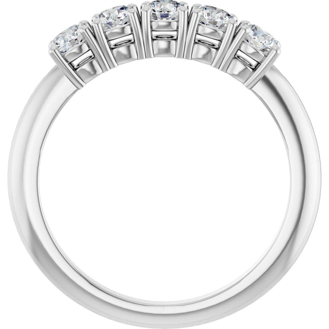 14K Gold Round Lab-Grown Diamond Five-Stone Anniversary Band - 3.2mm Stones - White Gold - view 2