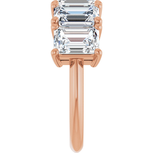 14K Gold Emerald Lab-Grown Diamond Five-Stone Anniversary Band - 1 7/8-5 1/2 CTW - Rose Gold - view 4