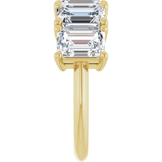 14K Gold Emerald Lab-Grown Diamond Five-Stone Anniversary Band - 1 7/8-5 1/2 CTW - Yellow Gold - view 4