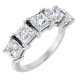 Platinum Square Lab-Grown Diamond Five-Stone Anniversary Band - 4.5x4.5mm Stones