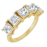 14K Gold Square Lab-Grown Diamond Five-Stone Anniversary Band - 4.5x4.5mm Stones - Yellow Gold