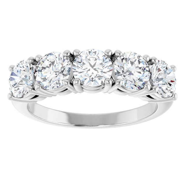 Platinum Round Natural Diamond Five-Stone Anniversary Band - 1 1/3-3 7/8 CTW - view 3
