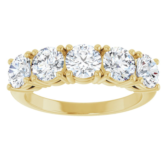 14K Gold Round Lab-Grown Diamond Five-Stone Anniversary Band - 1 1/3-3 5/8 CTW - Yellow Gold - view 3
