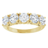 14K Gold Round Natural Diamond Five-Stone Anniversary Band - 1 1/3-3 7/8 CTW - Yellow Gold - view 3