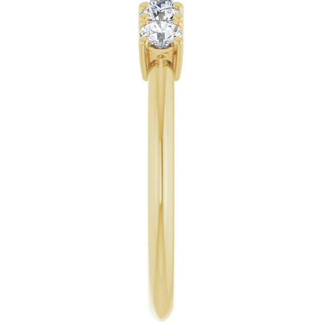 14K Gold Round Natural Diamond Five-Stone Anniversary Band - 1/8-3/4 CTW - Yellow Gold - view 4