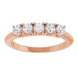 14K Gold Round Lab-Grown Diamond Five-Stone Anniversary Band - 1/6-3/4 CTW - Rose Gold - view 3