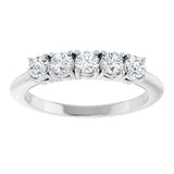 Platinum Round Natural Diamond Five-Stone Anniversary Band - 1/8-3/4 CTW - view 3