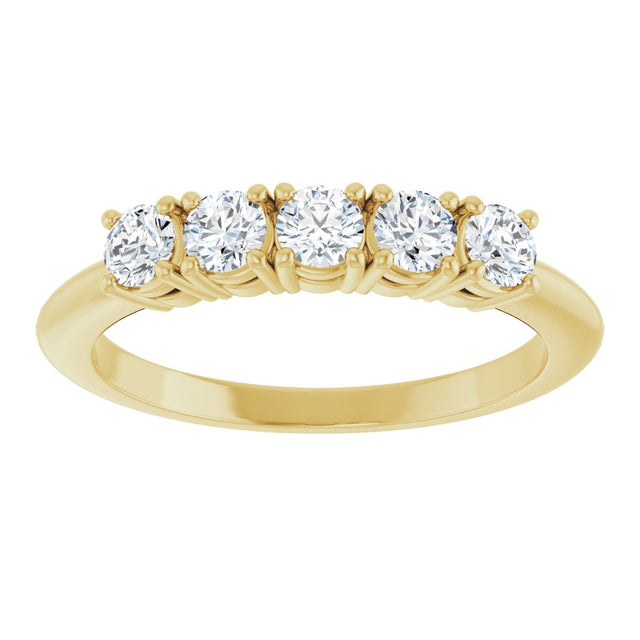 14K Gold Round Lab-Grown Diamond Five-Stone Anniversary Band - 1/6-3/4 CTW - Yellow Gold - view 3