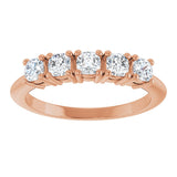 14K Gold Cushion Lab-Grown Diamond Five-Stone Anniversary Band - 3/4-1 5/8 CTW - Rose Gold - view 3