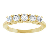 14K Gold Cushion Lab-Grown Diamond Five-Stone Anniversary Band - 3/4-1 5/8 CTW - Yellow Gold - view 3
