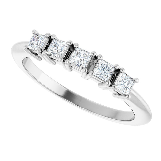 Platinum Square Natural Diamond Five-Stone Anniversary Band - 1/4-5/8 CTW - view 5