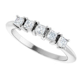 14K Gold Square Lab-Grown Diamond Five-Stone Anniversary Band - 1/4-1/2 CTW - White Gold - view 5