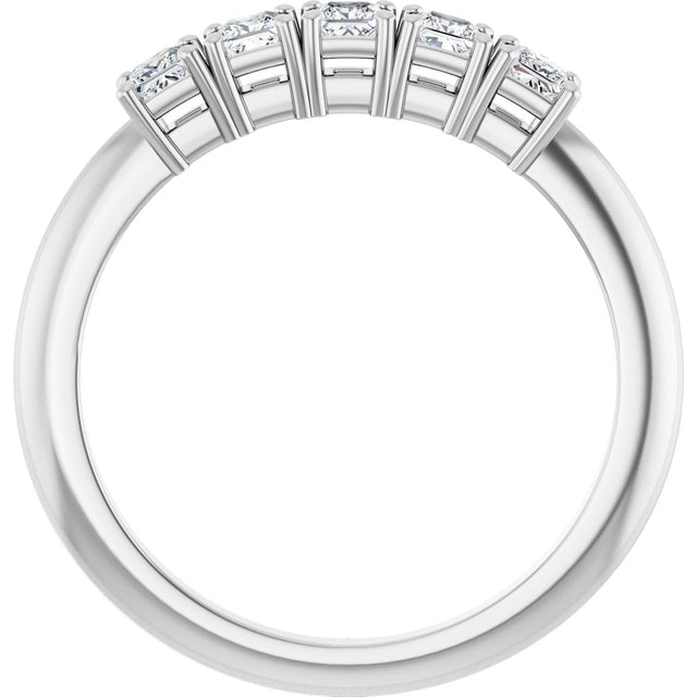 14K Gold Square Natural Diamond Five-Stone Anniversary Band - 1/4-5/8 CTW - White Gold - view 2
