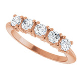 14K Gold Cushion Lab-Grown Diamond Five-Stone Anniversary Band - 3/4-1 5/8 CTW - Rose Gold - view 5