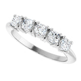 14K Gold Cushion Lab-Grown Diamond Five-Stone Anniversary Band - 3/4-1 5/8 CTW - White Gold - view 5