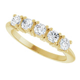 14K Gold Cushion Lab-Grown Diamond Five-Stone Anniversary Band - 3/4-1 5/8 CTW - Yellow Gold - view 5