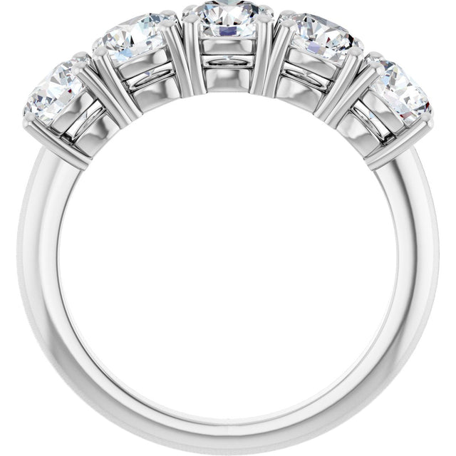 Platinum Round Lab-Grown Diamond Five-Stone Anniversary Band - 1 1/3-3 5/8 CTW - view 2