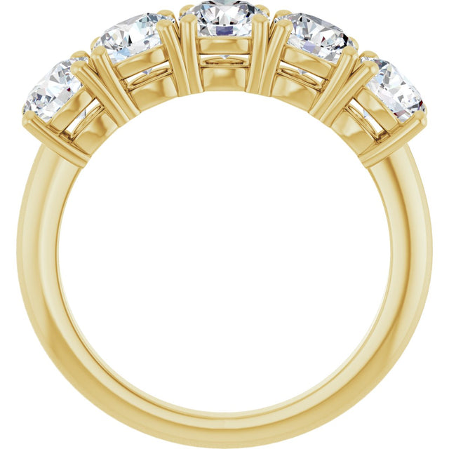 14K Gold Round Natural Diamond Five-Stone Anniversary Band - 1 1/3-3 7/8 CTW - Yellow Gold - view 2