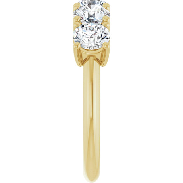 14K Gold Round Lab-Grown Diamond Five-Stone Anniversary Band - 1 1/3-3 5/8 CTW - Yellow Gold - view 4