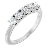 Platinum Round Natural Diamond Five-Stone Anniversary Band - 1/8-3/4 CTW