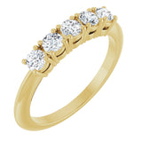 14K Gold Round Natural Diamond Five-Stone Anniversary Band - 1/8-3/4 CTW - Yellow Gold
