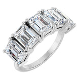 14K Gold Emerald Lab-Grown Diamond Five-Stone Anniversary Band - 1 7/8-5 1/2 CTW - White Gold