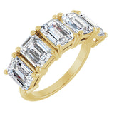14K Gold Emerald Lab-Grown Diamond Five-Stone Anniversary Band - 1 7/8-5 1/2 CTW - Yellow Gold