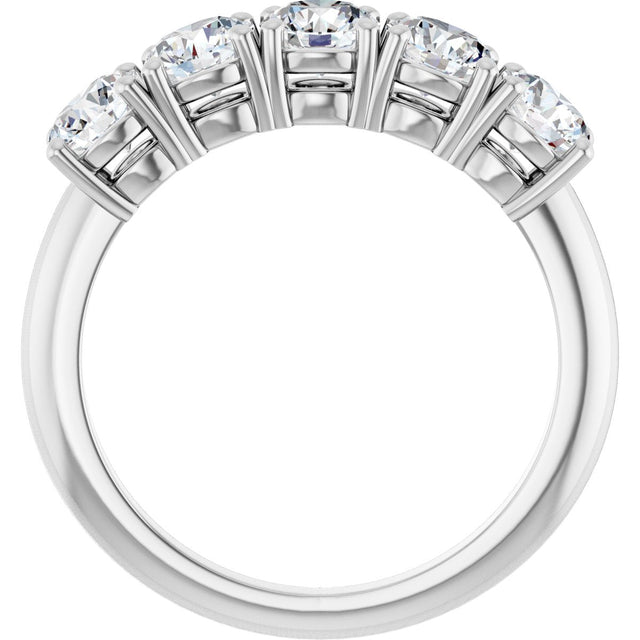 Platinum Round Lab-Grown Diamond Five-Stone Anniversary Band - 4.4mm Stones - view 2