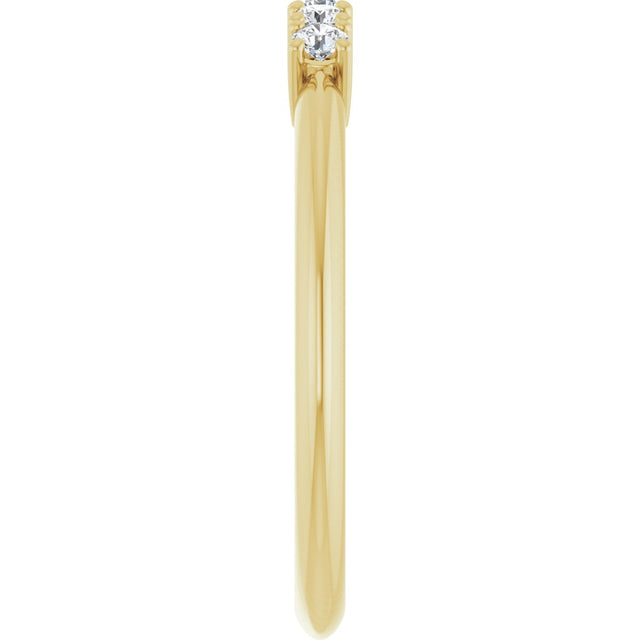 14K Gold Round Natural Diamond Five-Stone Anniversary Band - 1/8-3/4 CTW - Yellow Gold - view 4