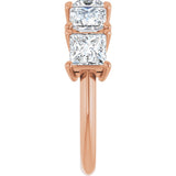 14K Gold Square Lab-Grown Diamond Five-Stone Anniversary Band - 5x5mm Stones - Rose Gold - view 4
