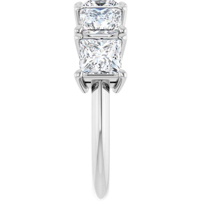 14K Gold Square Lab-Grown Diamond Five-Stone Anniversary Band - 5x5mm Stones - White Gold - view 4