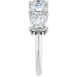 Platinum Square Lab-Grown Diamond Five-Stone Anniversary Band - 5x5mm Stones - view 4