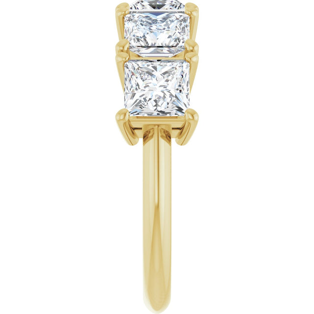 14K Gold Square Lab-Grown Diamond Five-Stone Anniversary Band - 5x5mm Stones - Yellow Gold - view 4
