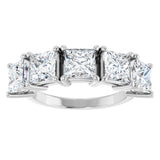 14K Gold Square Lab-Grown Diamond Five-Stone Anniversary Band - 5x5mm Stones - White Gold - view 3