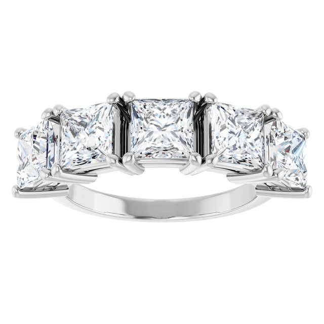 14K Gold Square Lab-Grown Diamond Five-Stone Anniversary Band - 5x5mm Stones - White Gold - view 3