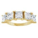 14K Gold Square Lab-Grown Diamond Five-Stone Anniversary Band - 5x5mm Stones - Yellow Gold - view 3
