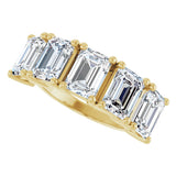 14K Gold Emerald Lab-Grown Diamond Five-Stone Anniversary Band - 1 7/8-5 1/2 CTW - Yellow Gold - view 5