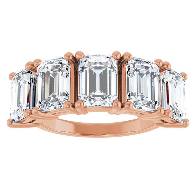 14K Gold Emerald Lab-Grown Diamond Five-Stone Anniversary Band - 1 7/8-5 1/2 CTW - Rose Gold - view 3